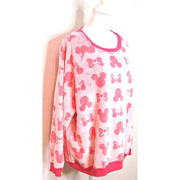 Disney Minnie Mouse Womens Fleece Pajama Pullover Top Sleepwear Pink Sz XXL - 2X - Picture 2 of 12